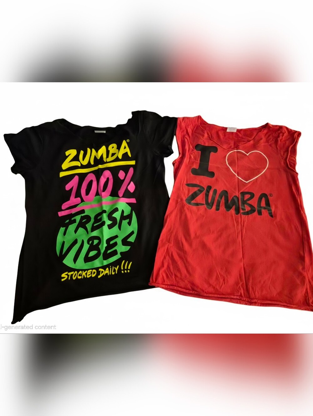 Zumba Wear Bundle: 100% Fresh Vibes Tee & I Heart Zumba Tee Size Small